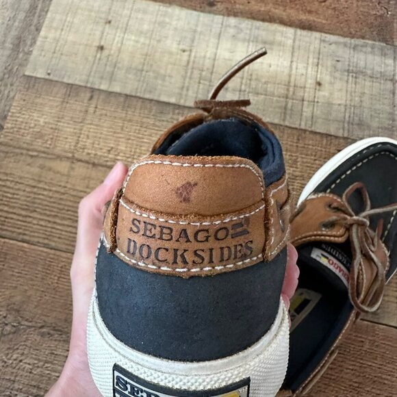 Sebago Docksides Men's Brown/Black Slip On Boat Shoes Size 6 - Picture 3 of 12